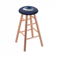 Holland Bar Stool Co. Oak Counter Stool, Natural Finish, Vancouver Canucks Seat
