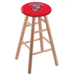 Holland Bar Stool Co. Oak Counter Stool, Natural Finish, Wisconsin "Badger" Seat