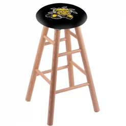 Holland Bar Stool Co. Oak Counter Stool, Natural Finish, Wichita State Seat