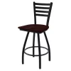 Holland Bar Stool Co. 30" Swivel Bar Stool, Black Wrinkle, Dark Cherry Oak Seat