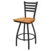Holland Bar Stool Co. 30" Swivel Bar Stool, Pewter Finish, Med Maple Seat