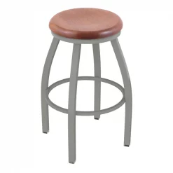 Holland Bar Stool Co. 30" Swivel Bar Stool, Nickel Finish, Med Oak Seat