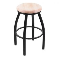 Holland Bar Stool Co. 30" Swivel Bar Stool, Black Wrinkle, Nat Maple Seat