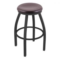 Holland Bar Stool Co. 30" Swivel Bar Stool, Pewter Finish, Dark Cherry Oak Seat