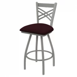Holland Bar Stool Co. 30" Swivel Bar Stool, Nickel Finish, Canter Bordeaux Seat