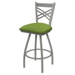Holland Bar Stool Co. 25" Swivel Counter Stool, Nickel Finish, Canter Green Seat