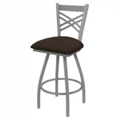 Holland Bar Stool Co. 30" Swivel Bar Stool, Nickel Finish, Rein Coffee Seat