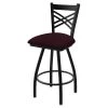 Holland Bar Stool Co. 30" Swivel Bar Stool, Black Wrinkle, Canter Bordeaux Seat