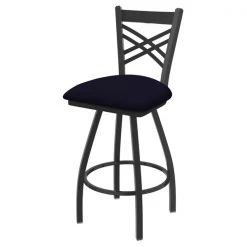 Holland Bar Stool Co. 30" Swivel Bar Stool, Pewter Finish, Canter Twilight Seat