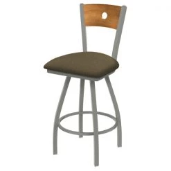 Holland Bar Stool Co. 30" Swivel Counter Stool, SS Finish, Med Back, Graph Cork Seat