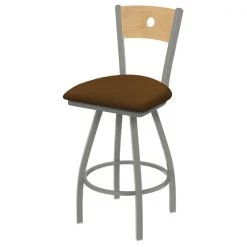 Holland Bar Stool Co. 30" Swivel Counter Stool, SS Finish, Nat Back, Canter Thatch Seat