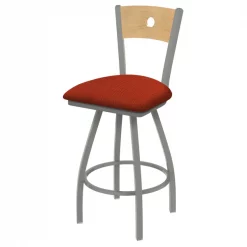 Holland Bar Stool Co. 30" Swivel Counter Stool, SS Finish, Nat Back, Graph Poppy Seat