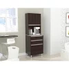 Inval Breakroom Cabinet With 4-Doors and 3-Drawers 23.62 in W x 11.89 in D x 70.87 in H in Espresso and Amber Grey -Kitchen & Dining Furniture Sales Store Inval20America20LLC ALxx3913xxDECOxx1
