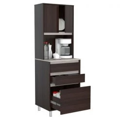 Inval Breakroom Cabinet With 4-Doors and 3-Drawers 23.62 in W x 11.89 in D x 70.87 in H in Espresso and Amber Grey -Kitchen & Dining Furniture Sales Store Inval20America20LLC ALxx3913xxDETAIL