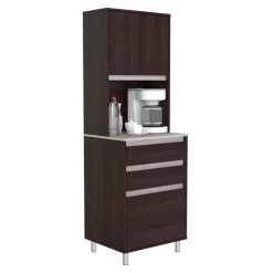 Inval Breakroom Cabinet With 4-Doors and 3-Drawers 23.62 in W x 11.89 in D x 70.87 in H in Espresso and Amber Grey -Kitchen & Dining Furniture Sales Store Inval20America20LLC ALxx3913xxLEFT