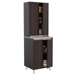 Inval Breakroom Cabinet With 4-Doors 23.62 in W x 11.89 in D x 70.87 in H in Espresso and Amber Grey -Kitchen & Dining Furniture Sales Store Inval20America20LLC ALxx4113xxDETAIL