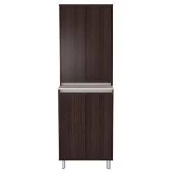 Inval Breakroom Cabinet With 4-Doors 23.62 in W x 11.89 in D x 70.87 in H in Espresso and Amber Grey -Kitchen & Dining Furniture Sales Store Inval20America20LLC ALxx4113xxFRONT