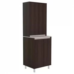 Inval Breakroom Cabinet With 4-Doors 23.62 in W x 11.89 in D x 70.87 in H in Espresso and Amber Grey -Kitchen & Dining Furniture Sales Store Inval20America20LLC ALxx4113xxLEFT