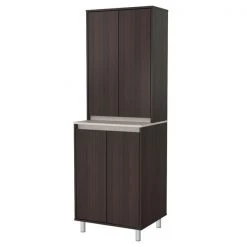 Inval Breakroom Cabinet With 4-Doors 23.62 in W x 11.89 in D x 70.87 in H in Espresso and Amber Grey -Kitchen & Dining Furniture Sales Store Inval20America20LLC ALxx4113xxPLAIN