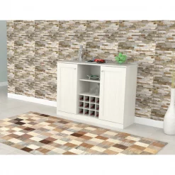 Inval Buffet Cabinet 16.5" D x 47.2" W x 31.7" H in Washed Oak -Kitchen & Dining Furniture Sales Store Inval20America20LLC BFxx2216xxDECO