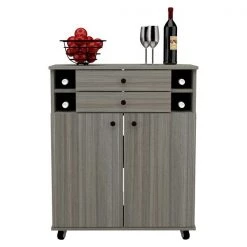 Inval Buffet Cabinet 28.89 in. W x 16.9 in. D x 35.03 in. H 2-Door in Smoke Oak -Kitchen & Dining Furniture Sales Store Inval20America20LLC GMxx1240xxFRONT