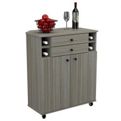 Inval Buffet Cabinet 28.89 in. W x 16.9 in. D x 35.03 in. H 2-Door in Smoke Oak -Kitchen & Dining Furniture Sales Store Inval20America20LLC GMxx1240xxLEFT