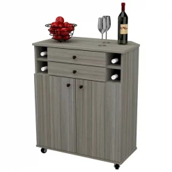 Inval Buffet Cabinet 28.89 in. W x 16.9 in. D x 35.03 in. H 2-Door in Smoke Oak -Kitchen & Dining Furniture Sales Store Inval20America20LLC GMxx1240xxRIGHT