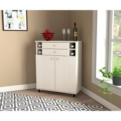 Inval Buffet Cabinet 28.89 in. W x 16.9 in. D x 35.03 in. H 2-Door in Washed Oak