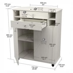 Inval Buffet Cabinet 28.89 in. W x 16.9 in. D x 35.03 in. H 2-Door in Washed Oak -Kitchen & Dining Furniture Sales Store Inval20America20LLC GMxx1340xxISO