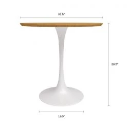 Jamesdar Kurv Café Table 31.5" Medium Oak/White Base -Kitchen & Dining Furniture Sales Store James20Dar20LLC JTAB200xxMOWHxx0BDxxCHxx83984f