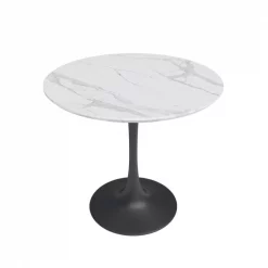 Jamesdar Kurv Café Table 31.5" White Marble/Black Base
