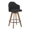 Lumisource Ahoy Counter Stool in Walnut and Black Fabric with Floral Design