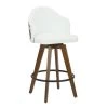 Lumisource Ahoy Counter Stool in Walnut and White Fabric with Floral Design