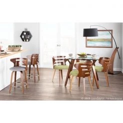 Lumisource Cosini Counter Stool in Walnut and Grey Fabric, PK 2 -Kitchen & Dining Furniture Sales Store LumiSource20LLC B24xxCOSNIRxxWLGY2xxxx11xxxx590d95