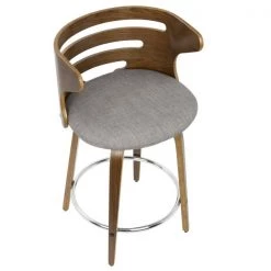 Lumisource Cosini Counter Stool in Walnut and Grey Fabric, PK 2 -Kitchen & Dining Furniture Sales Store LumiSource20LLC B24xxCOSNIRxxWLGY2xxxx8xxxxb59adf