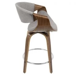 Lumisource Curvini Counter Stool in Walnut Wood and Light Grey Fabric, PK 2 -Kitchen & Dining Furniture Sales Store LumiSource20LLC B24xxCRVNIRxxWLLGY2xxxx4xxxx4da186