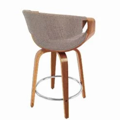 Lumisource Curvini Counter Stool in Walnut Wood and Light Grey Fabric, PK 2 -Kitchen & Dining Furniture Sales Store LumiSource20LLC B24xxCRVNIRxxWLLGY2xxxx5xxxx65ff0f