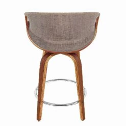 Lumisource Curvini Counter Stool in Walnut Wood and Light Grey Fabric, PK 2 -Kitchen & Dining Furniture Sales Store LumiSource20LLC B24xxCRVNIRxxWLLGY2xxxx6xxxx1c51d2