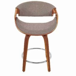 Lumisource Curvini Counter Stool in Walnut Wood and Light Grey Fabric, PK 2 -Kitchen & Dining Furniture Sales Store LumiSource20LLC B24xxCRVNIRxxWLLGY2xxxx7xxxx284e56