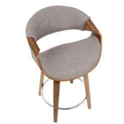 Lumisource Curvini Counter Stool in Walnut Wood and Light Grey Fabric, PK 2 -Kitchen & Dining Furniture Sales Store LumiSource20LLC B24xxCRVNIRxxWLLGY2xxxx8xxxx7b9ef5