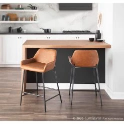 Lumisource Daniella Counter Stool in Black Metal and Camel Faux Leather, PK 2 -Kitchen & Dining Furniture Sales Store LumiSource20LLC B24xxDNLAxxBKCAM2xxxx10xxxx3402fe
