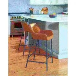 Lumisource Daniella Counter Stool in Black Metal and Camel Faux Leather, PK 2 -Kitchen & Dining Furniture Sales Store LumiSource20LLC B24xxDNLAxxBKCAM2xxxx16xxxx2764fe