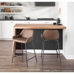 Lumisource Daniella Counter Stool in Black Metal and Espresso Faux Leather, PK 2 -Kitchen & Dining Furniture Sales Store LumiSource20LLC B24xxDNLAxxBKE2xxxx10xxxx5d77c7