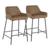 Lumisource Daniella Counter Stool in Black Metal and Espresso Faux Leather, PK 2