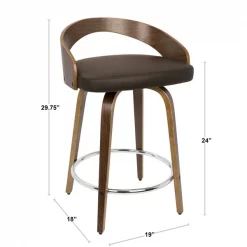 Lumisource Grotto Counter Stool with Light Grey Wood and Black Faux Leather, PK 2 -Kitchen & Dining Furniture Sales Store LumiSource20LLC B24xxGROTTORxxLGYxxBK2xxDIMxx769894