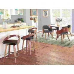 Lumisource Grotto Counter Stool with Light Grey Wood and Black Faux Leather, PK 2 -Kitchen & Dining Furniture Sales Store LumiSource20LLC B24xxGROTTORxxLGYxxBK2xxxx10xxxx6baecf