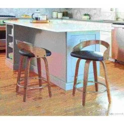 Lumisource Grotto Counter Stool with Light Grey Wood and Black Faux Leather, PK 2 -Kitchen & Dining Furniture Sales Store LumiSource20LLC B24xxGROTTORxxLGYxxBK2xxxx11xxxxf501c7