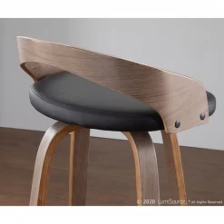 Lumisource Grotto Counter Stool with Light Grey Wood and Black Faux Leather, PK 2 -Kitchen & Dining Furniture Sales Store LumiSource20LLC B24xxGROTTORxxLGYxxBK2xxxx15xxxx06bc62