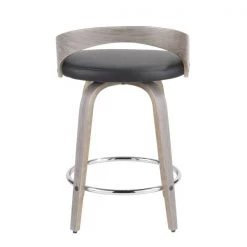 Lumisource Grotto Counter Stool with Light Grey Wood and Black Faux Leather, PK 2 -Kitchen & Dining Furniture Sales Store LumiSource20LLC B24xxGROTTORxxLGYxxBK2xxxx6xxxxb579b5