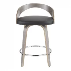 Lumisource Grotto Counter Stool with Light Grey Wood and Black Faux Leather, PK 2 -Kitchen & Dining Furniture Sales Store LumiSource20LLC B24xxGROTTORxxLGYxxBK2xxxx7xxxx81ef21